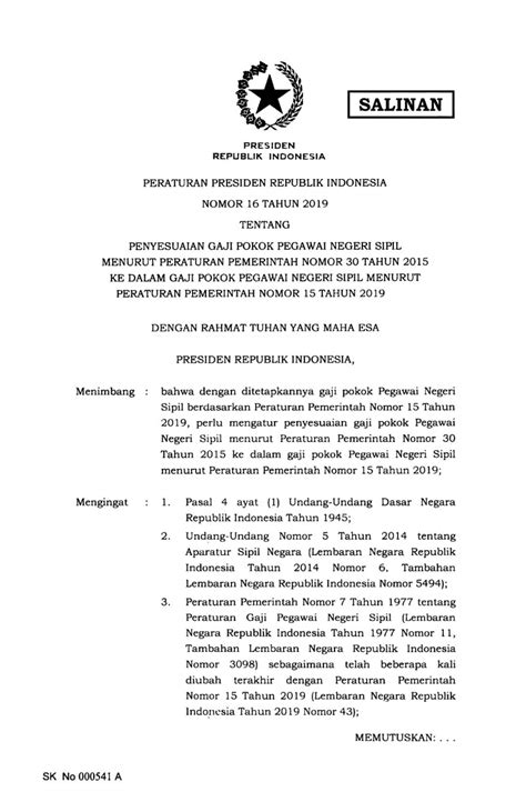 Gaji Pegawai Negeri Sipil 2015 - Contoh Surat Resmi