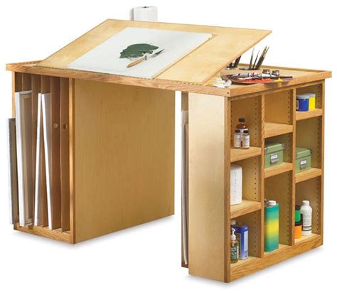 Really handy basic work station with canvas and sketchpad storage. It might be better to build ...