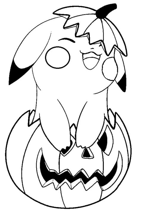 Halloween Pikachu and Pumpkin coloring page - Download, Print or Color Online for Free