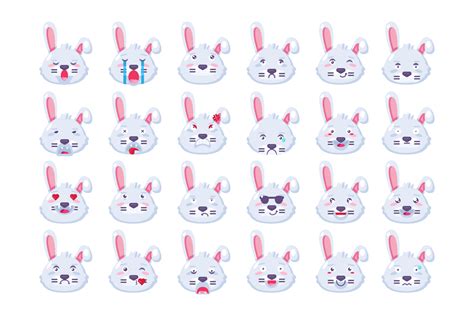 Bunny emoji different mood collection set vector 10813576 Vector Art at Vecteezy