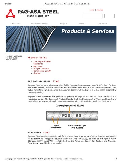 Pag-Asa Steel Works Inc. - Products & Services - Product Guide | PDF ...