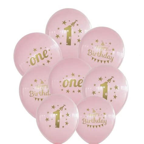 10pcs Baby Boy Girl 1st Happy Birthday Balloons 10inch One Year Old ...