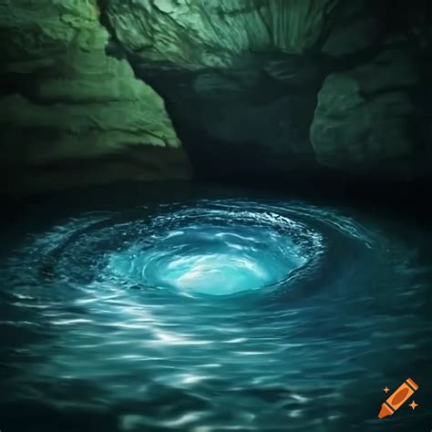 Photorealistic whirlpool in an underground pond on Craiyon