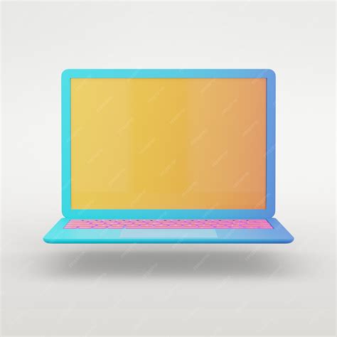 Premium Photo | 3d rendering object. colorful blue laptop with yellow screen and pink keyboard ...