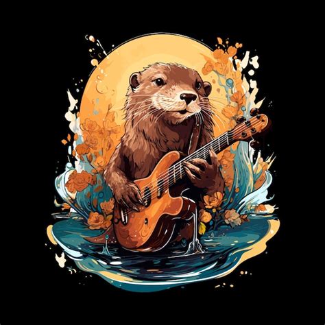 Cute animal playing music vector art | Premium AI-generated vector