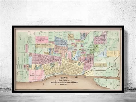 Old map of Burlington Iowa 1873 Vintage Map Wall Map Print | Poster ...