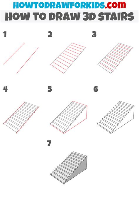 How to Draw 3D Stairs - Easy Drawing Tutorial For Kids