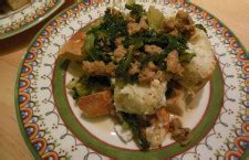 Escarole and Sausage over Crispy-Cheesy Bread