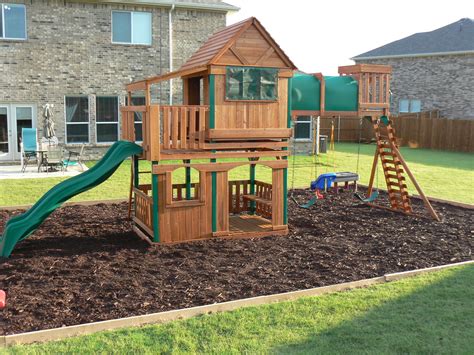 step by step how to border a playground area | Backyard Ideas ...