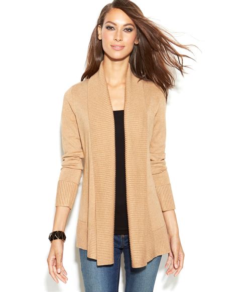 Lyst - Inc International Concepts Ribbed-Knit Open-Front Cardigan in Natural