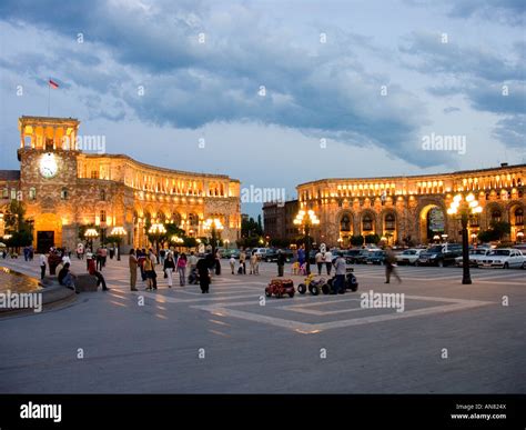 Republic Square at night, Yerevan, Armenia Stock Photo - Alamy