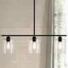YANSUN 3-Light Matte Black Modern Kitchen Island Light fixtures,Linear Chandelier Pendant ...