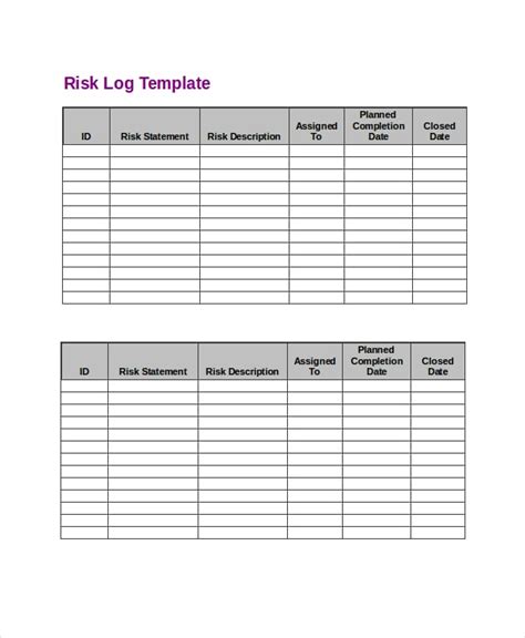 Risk Log Template | 10+ Free Printable Word, Excel & PDF Formats, Examples, Samples, Forms