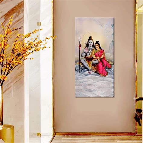 God Shiva Parvati Spiritual Canvas Printed Wall Painting - WallMantra