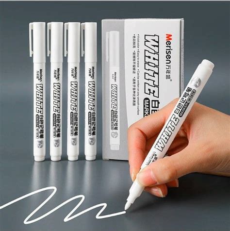 White Marker Pens set 2.0mm Oily Waterproof White Gel Pen DIY Graffiti ...