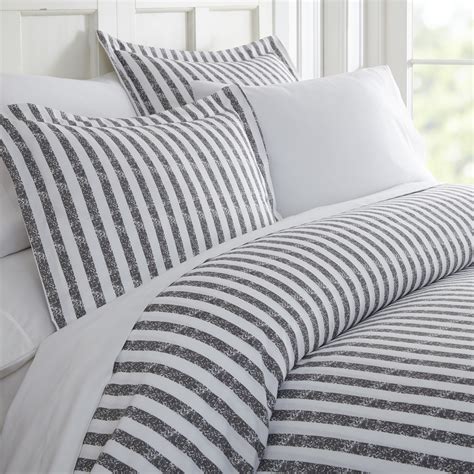 Bulk Duvet Cover Sets - Queen, 3 Pc, Grey Stripes - Wholesale Bedding