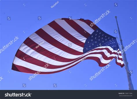 American Flag Flying Half Staff Half Stock Photo 728011006 | Shutterstock