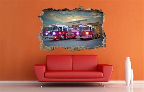 Fire Department Fire Engine Wall Decal Fire Trucks Wall Decor - Etsy