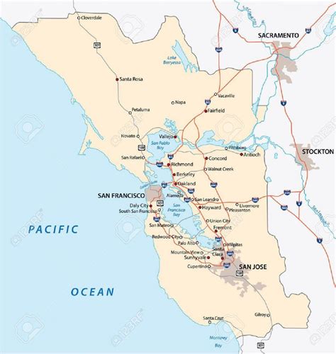 Bay area vector map - Map of bay area vector (California - USA)