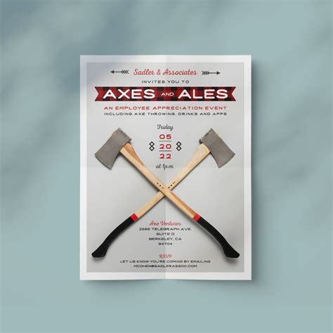 Axe Throwing Party Invitation, Axe Throwing Event Flier, Axes Throwing Employee Appreciation ...