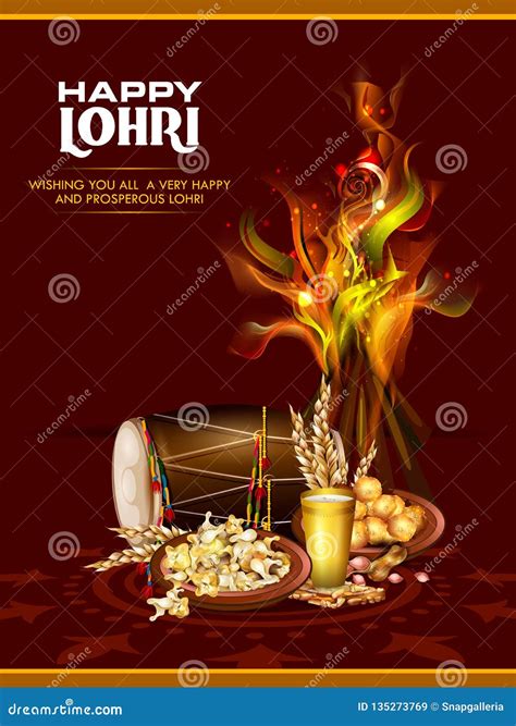 Happy Lohri Festival of Punjab India Background Stock Vector ...