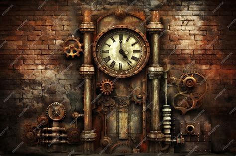 Premium Photo | Retro clock mechanism steampunk style