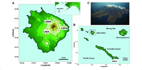 | (A) Local map of Little Sitkin, with inset showing where the volcano... | Download Scientific ...