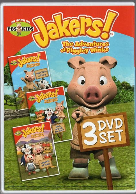 JAKERS ADVENTURES OF PIGGLEY WINKS Lot of 3 DVD 12 Episodes PBS KIDS ...