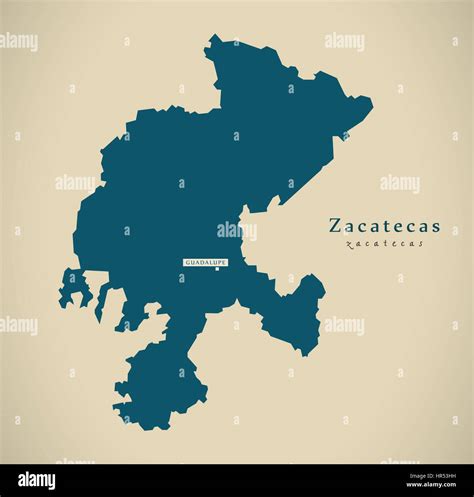 Mapa moderno - Zacatecas México MX ilustración Fotografía de stock - Alamy