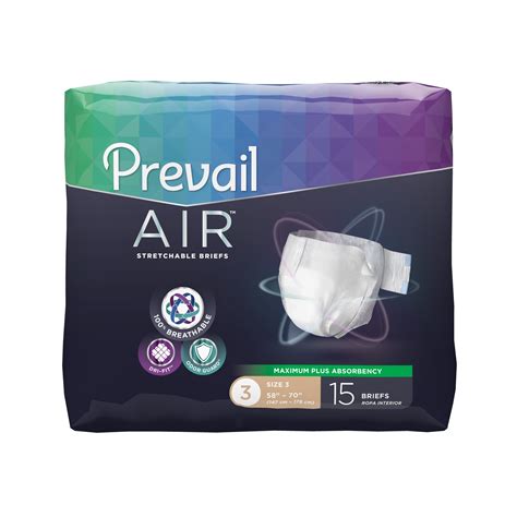 Prevail Air Maximum Plus Absorbency Stretchable Incontinence Briefs / Adult Diapers, Size 3, 48 ...