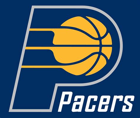 Indiana Pacers Alternate Logo (2006) - A blue P with a yellow basketball outlined in silver ...