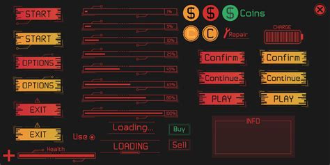 elementos da interface do usuário do jogo definidos em estilo digital ...