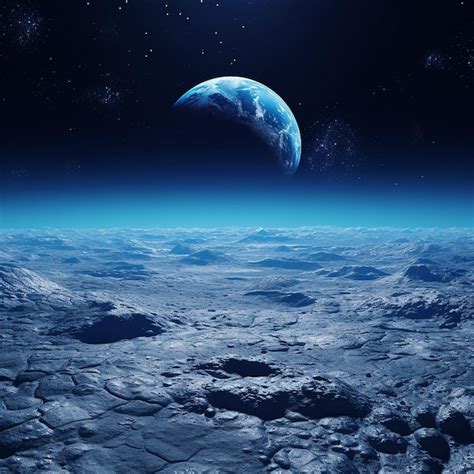 Premium AI Image | Blue earth seen from the moon surface
