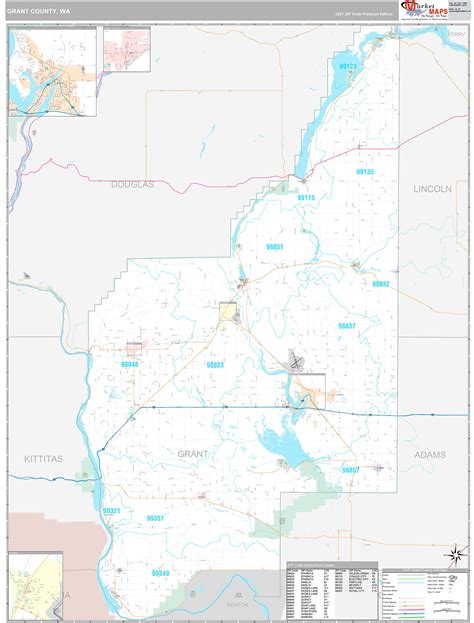 Grant County, WA Wall Map Premium Style by MarketMAPS - MapSales