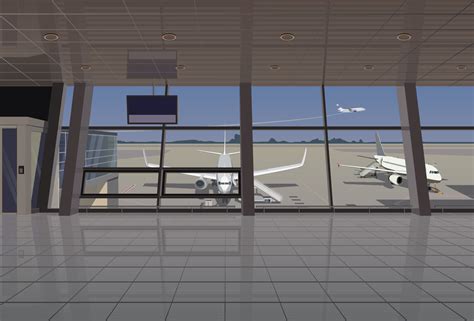 Airport, aircraft view, boarding gate. Vector. 21554093 Vector Art at ...