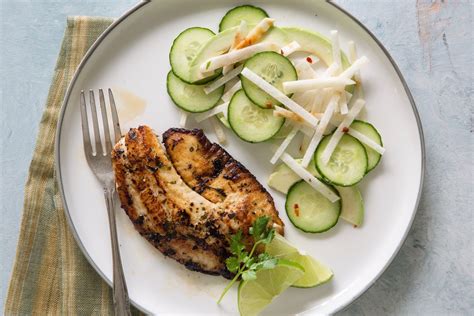 Cilantro-Lime Tilapia with Spicy Jicama-Cucumber Salad