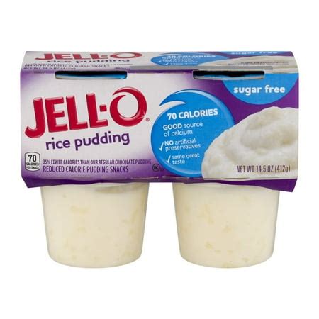 Jell-O Sugar-Free Rice Pudding Snack, 3.625 Oz., 4 Count - Walmart.com