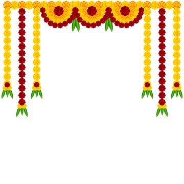 a white background with yellow and red flowers on the top, along with green leaves