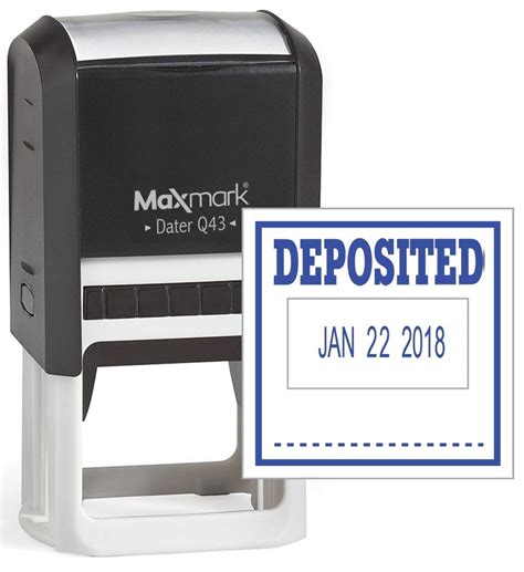 MaxMark Q43 (Large Size) Date Stamp with "DEPOSITED" Self Inking Stamp ...