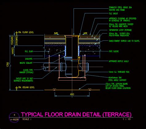 Drain Floor Detail DWG Section for AutoCAD • Designs CAD