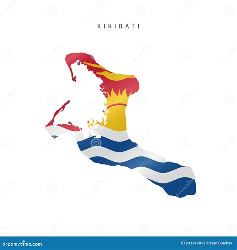 Waving Flag Map of Kiribati. Vector Illustration Stock Vector - Illustration of silhouette, wave ...