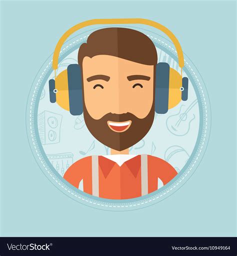 Man listening to music in headphones Royalty Free Vector