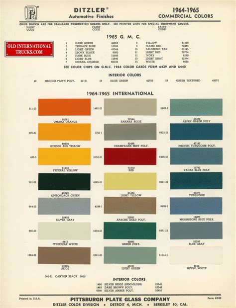 1964 1964 standard colors. Color Charts • Old International Truck Parts ...