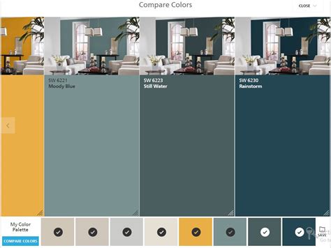 Sherwin Williams ColorSnap Compare Colors: Moody Blue, Still Water, Rainstorm | Paint ...