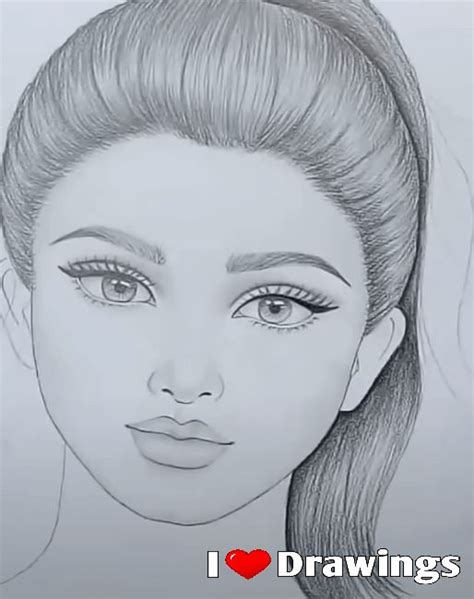 How To Draw Girl Face Drawing (Step By Step) - I Love Drawings | Girl ...