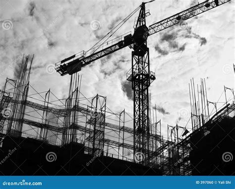 Construction Site Silhouette Stock Photo - Image: 397060