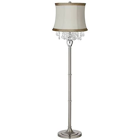 Crystals Ivory Linen Shade Brushed Nickel Floor Lamp - #17P09 | Lamps ...
