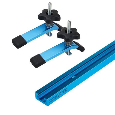 POWERTEC 48 in. Universal T-Track with 2-Hold-Down Clamps for Woodworking 71169 - The Home Depot