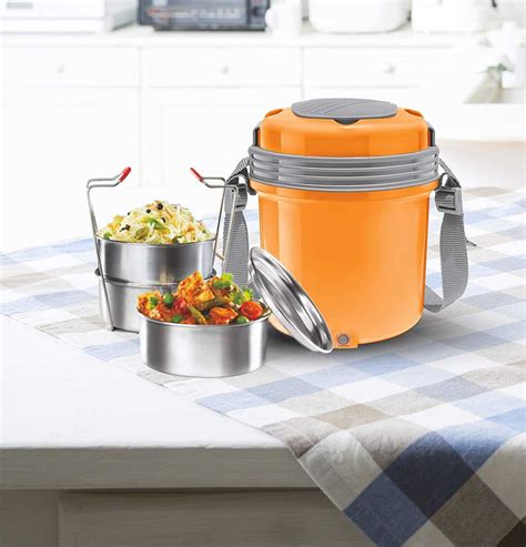 Buy Milton Electron Stainless Steel Tiffin Box Set, 360ml/158mm, Set of 3, Orange- Jointlook.com ...