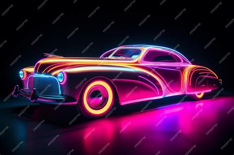 Premium AI Image | A car with a neon lights on the